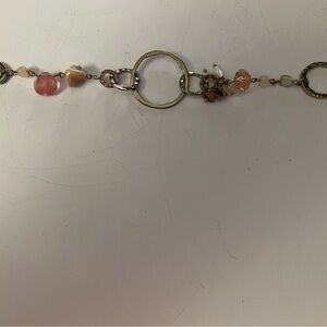 Chicos brass/gold hammered bracelet with faux stones